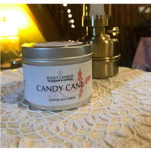 Candy Cane Tin Candle